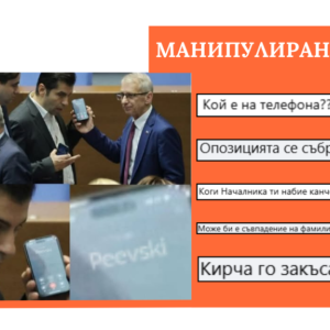 Манипулиран кадър внушава, че Кирил Петков и Николай Денков разговарят по телефона с Делян Пеевски