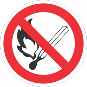Забранителен знак "Пушенето и паленето на открит огън са забранени"
